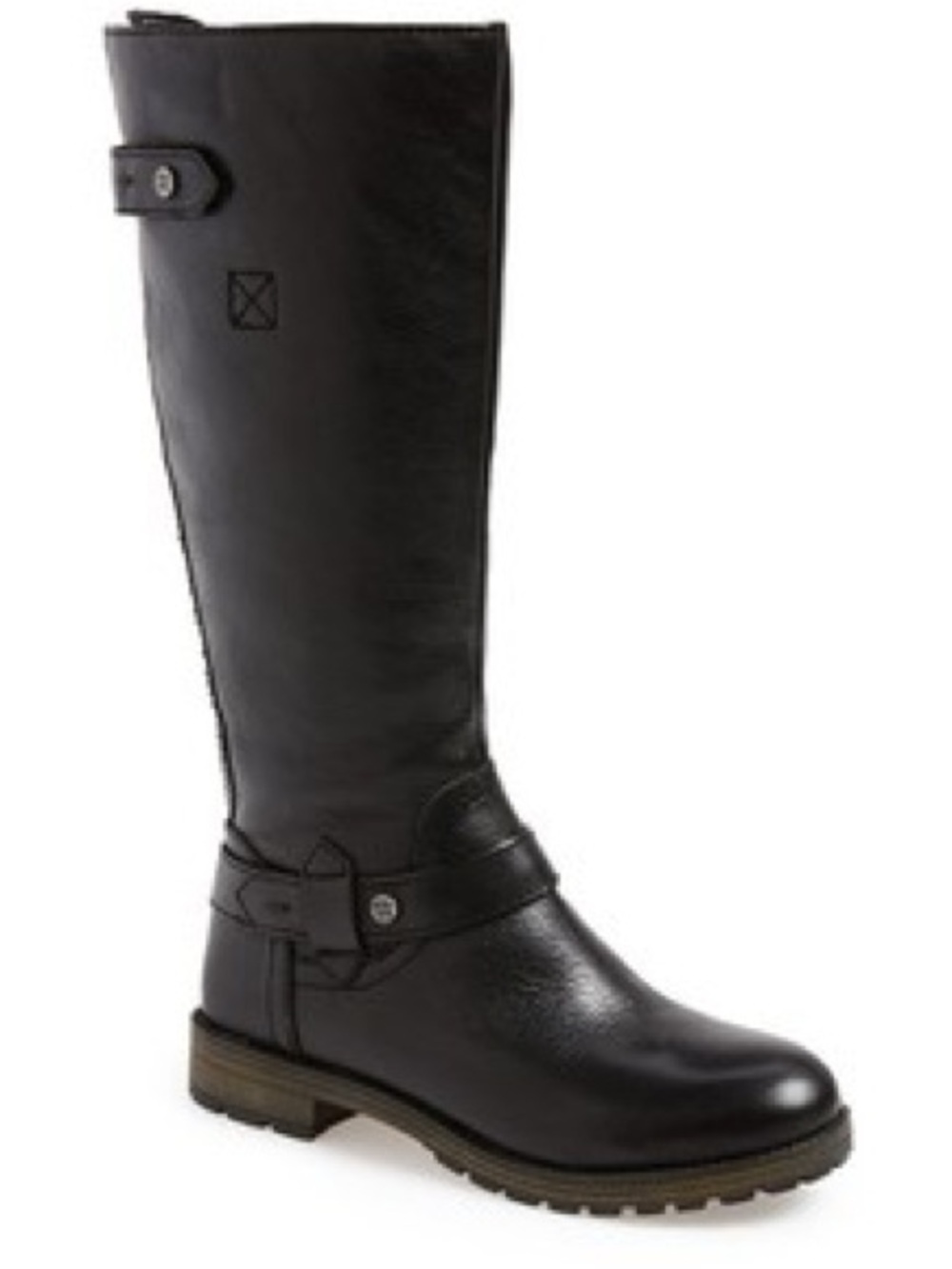 Naturalizer N5 Comfort Tanita Black Leather Riding Boots equestrian Lug soles